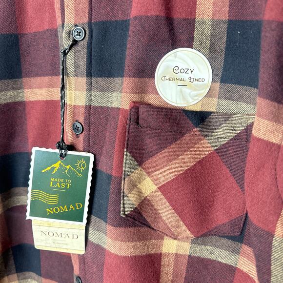 NEW NWT Nomad Cozy Thermal Lined Flannel Button Up Medium Shirt Outdoors Hiking - Picture 3 of 7